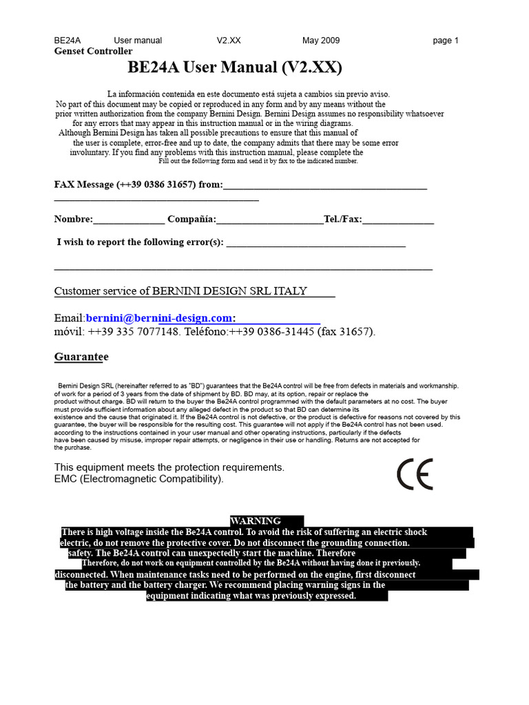 User Manual For Be24 Generator Group Controller | PDF | Parameter ...