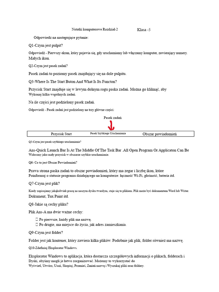 Notatki Komputerowe Rozdział 2 Klasa 5 | PDF