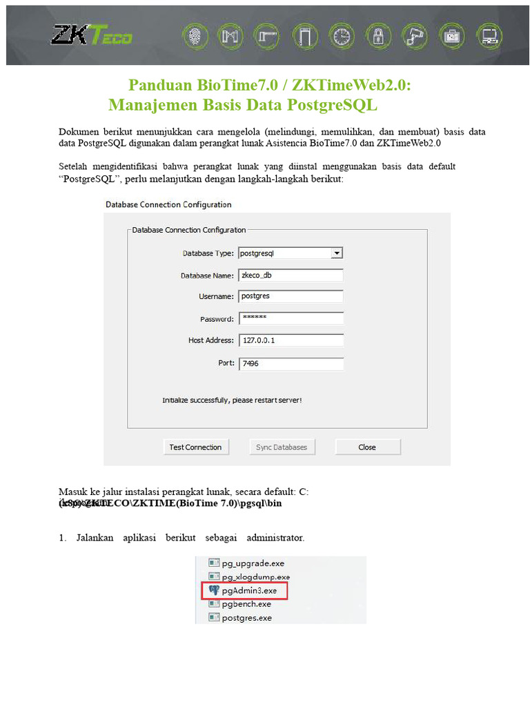 Panduan Manajemen PostgreSQL BioTime dan ZKTime | PDF