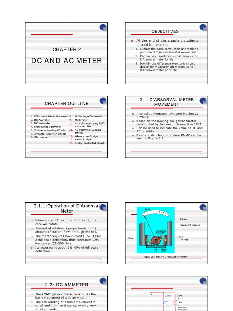 D'Arsonval Meter Basics and Applications | PDF | Rectifier ...