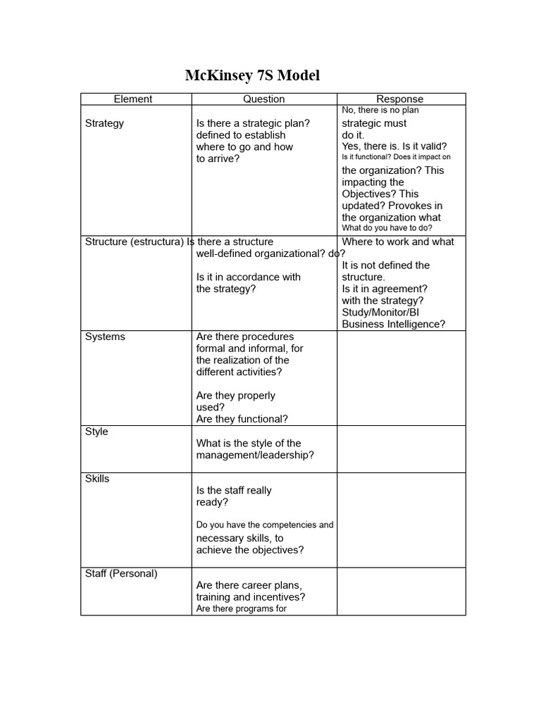 McKinsey 7S Model Analysis Guide | PDF