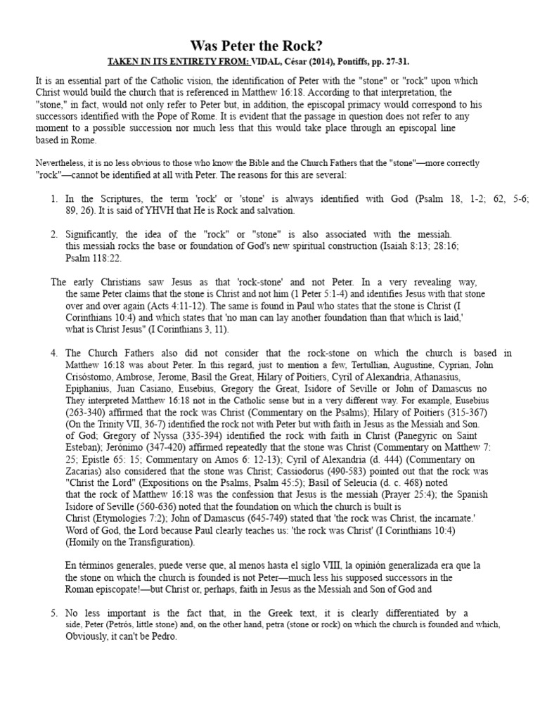 Was Peter The Rock - Cesar Vidal | PDF | Saint Peter | Jesus