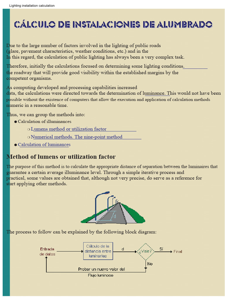 Public Road Lighting Calculation Guide | PDF | Lighting | Light