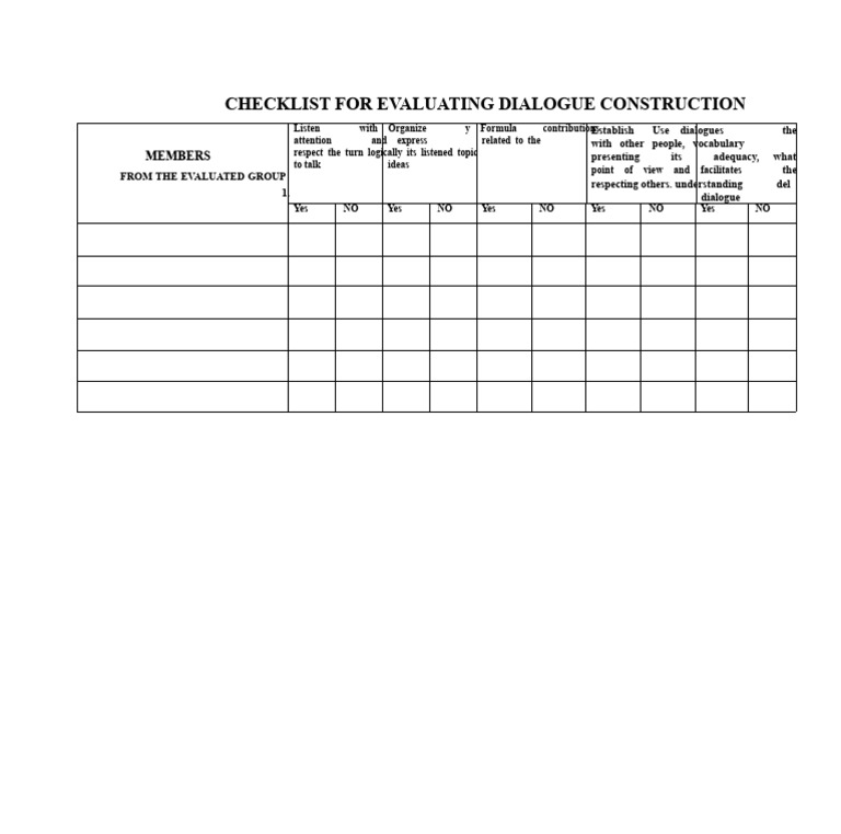 Checklist For Evaluating Dialogue Construction | PDF