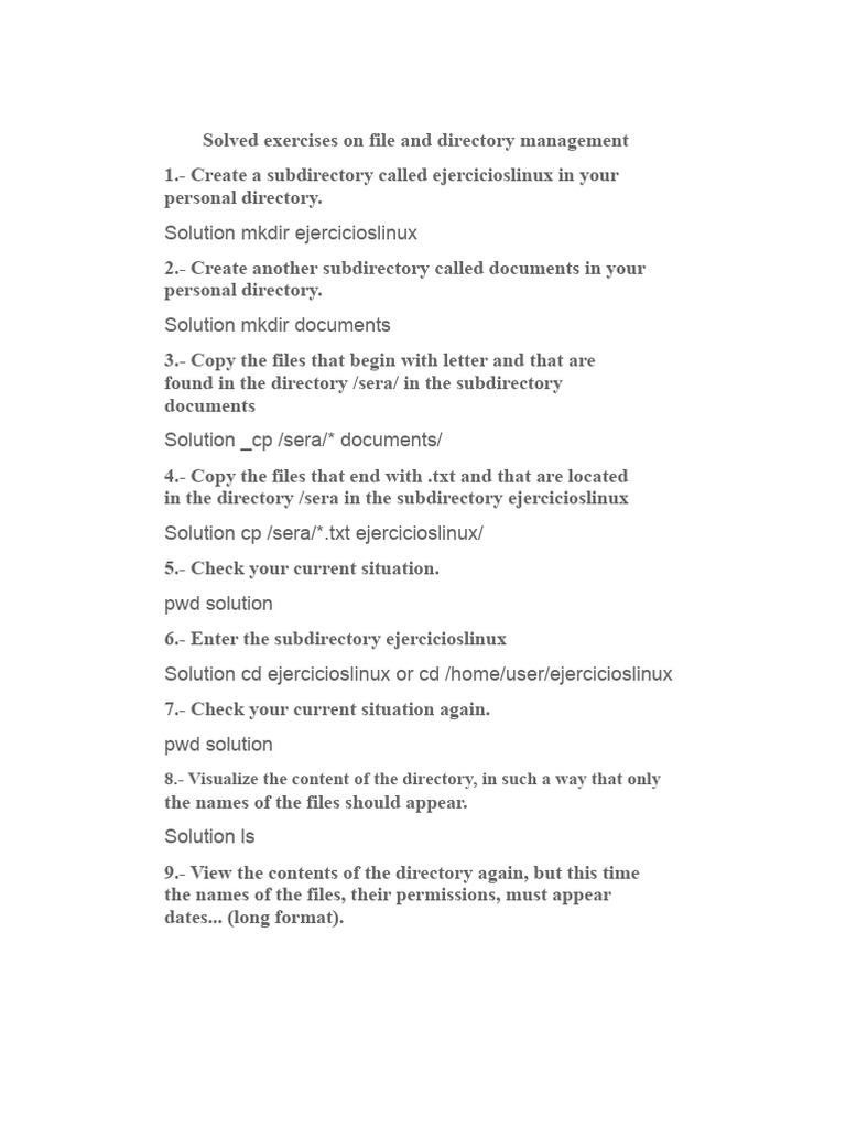 Solved Exercises On File and Directory Management | PDF | Computer File ...
