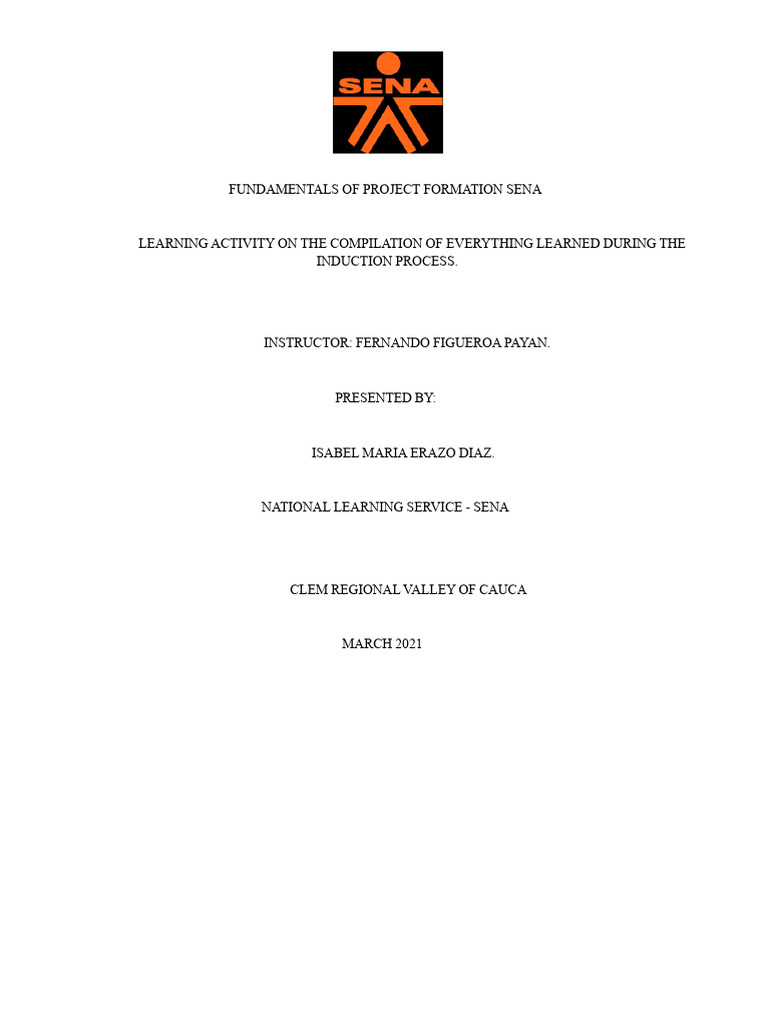 Fundamentals of Project Formation Sena | PDF | Learning | Evaluation