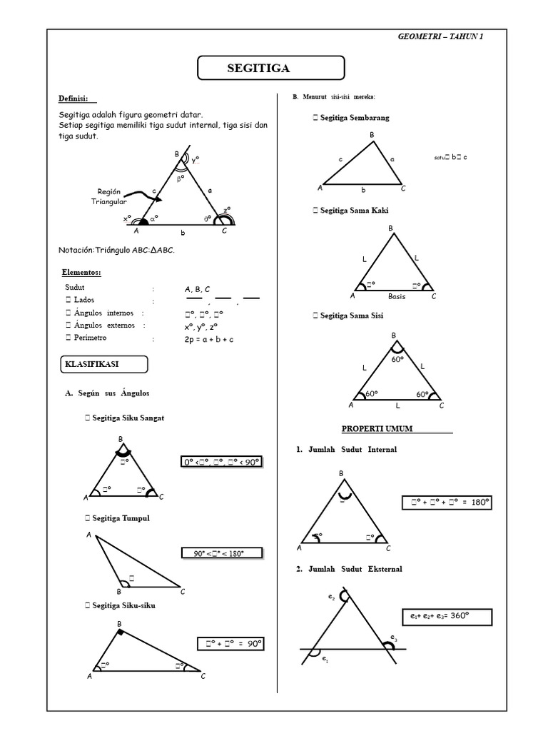 Geometri Segitiga: Definisi dan Klasifikasi | PDF