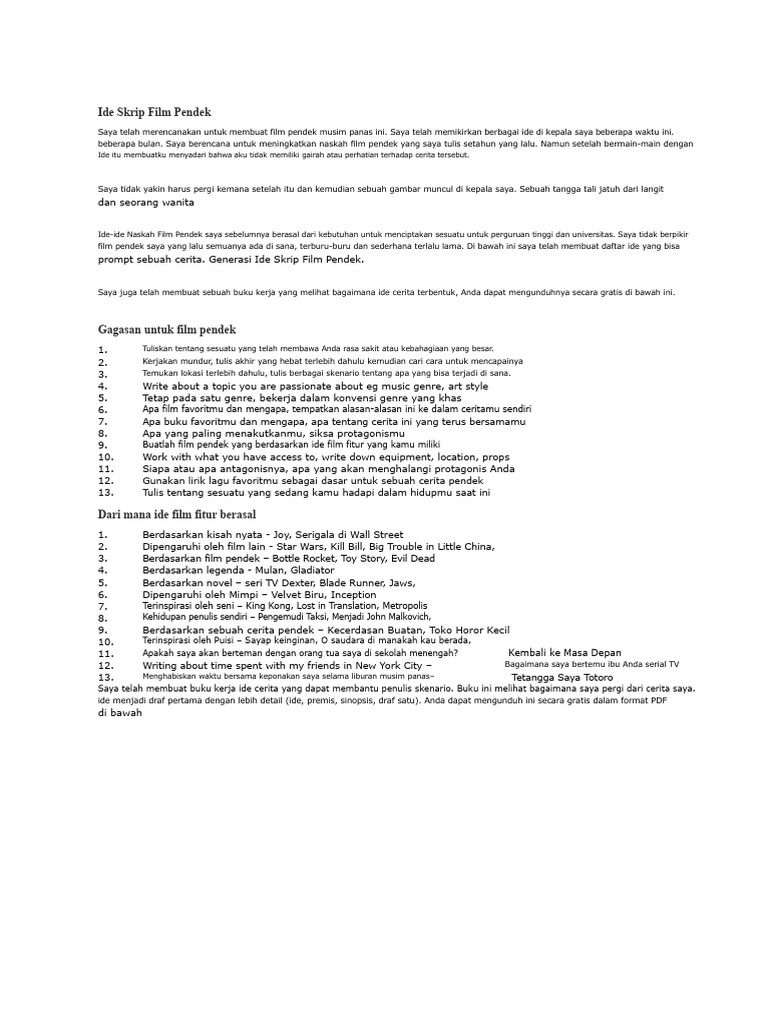 Ide Skrip Film Pendek | PDF