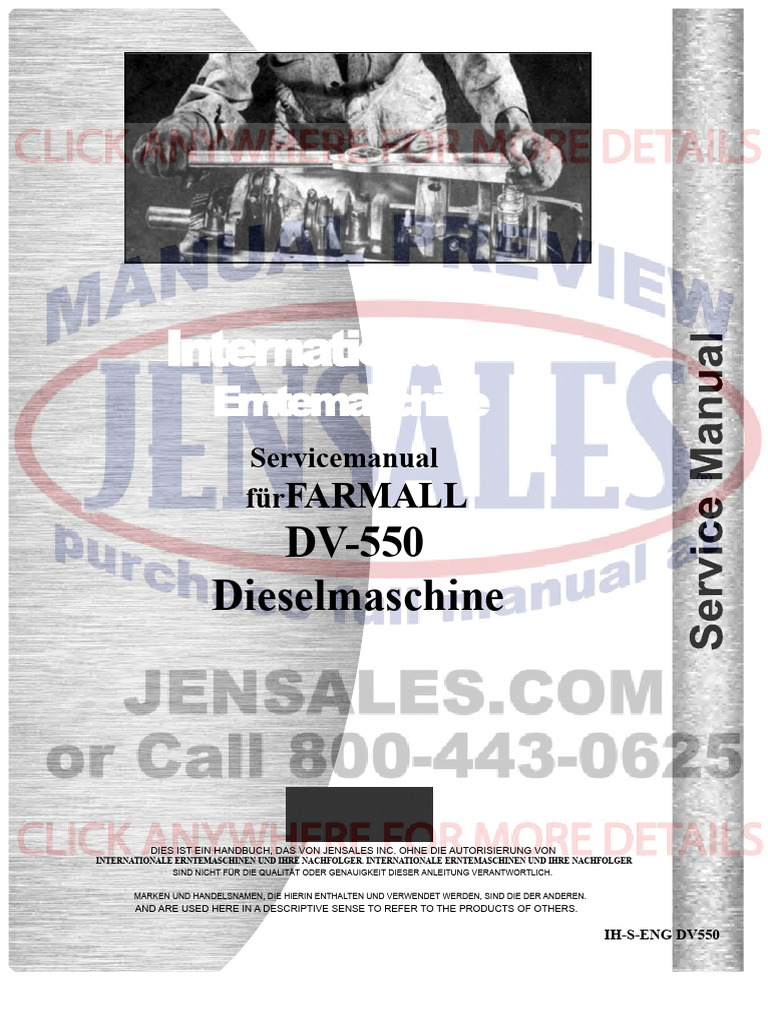 International Harvester Servicemanual Ih S Eng Dv550 | PDF