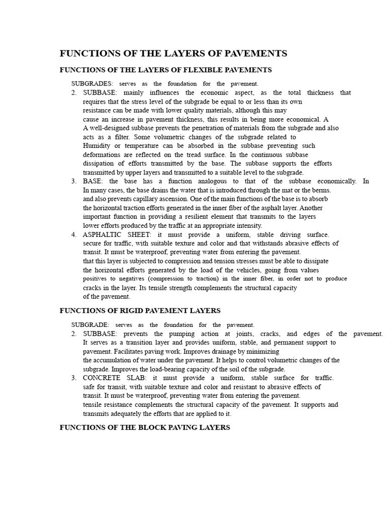 Functions of Pavement Layers Explained | PDF | Road Surface | Stress ...
