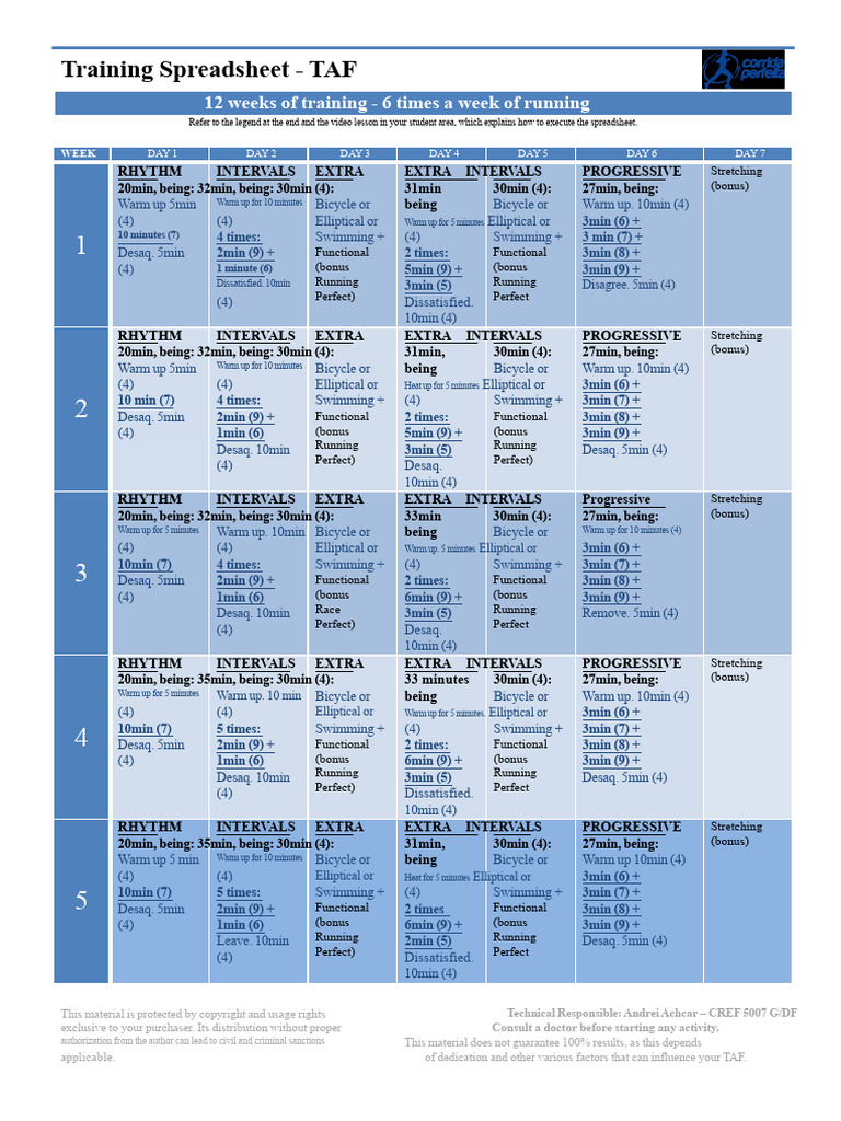 TAF Perfect Run - 12 Weeks - 6 Days | PDF