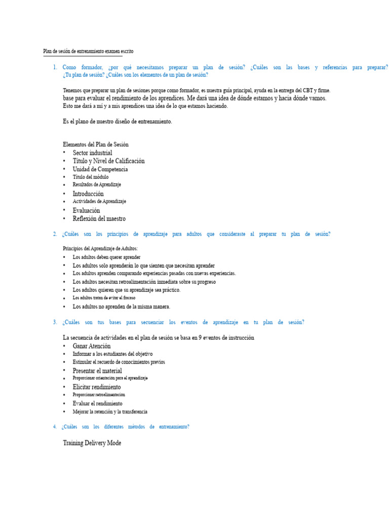 Plan de Entrenamiento y Evaluación Efectiva | PDF | Aprendizaje | Enseñando