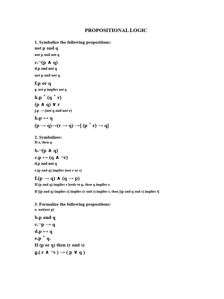 Answers Exercises Logic Propositional | PDF | Logic | If And Only If