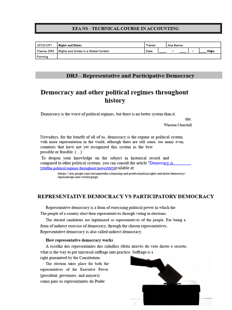 CP1 - DR3 - Representative and Participatory Democracy | PDF ...