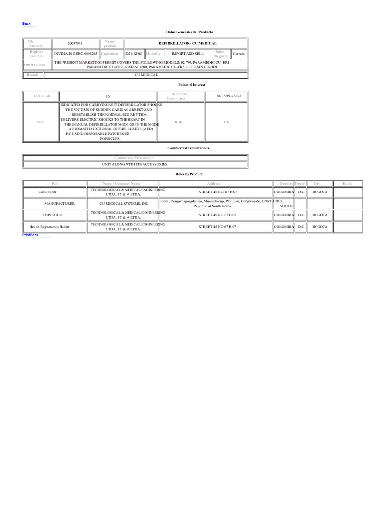 CU Medical Defibrillator Product Info | PDF | Cardiac Electrophysiology ...