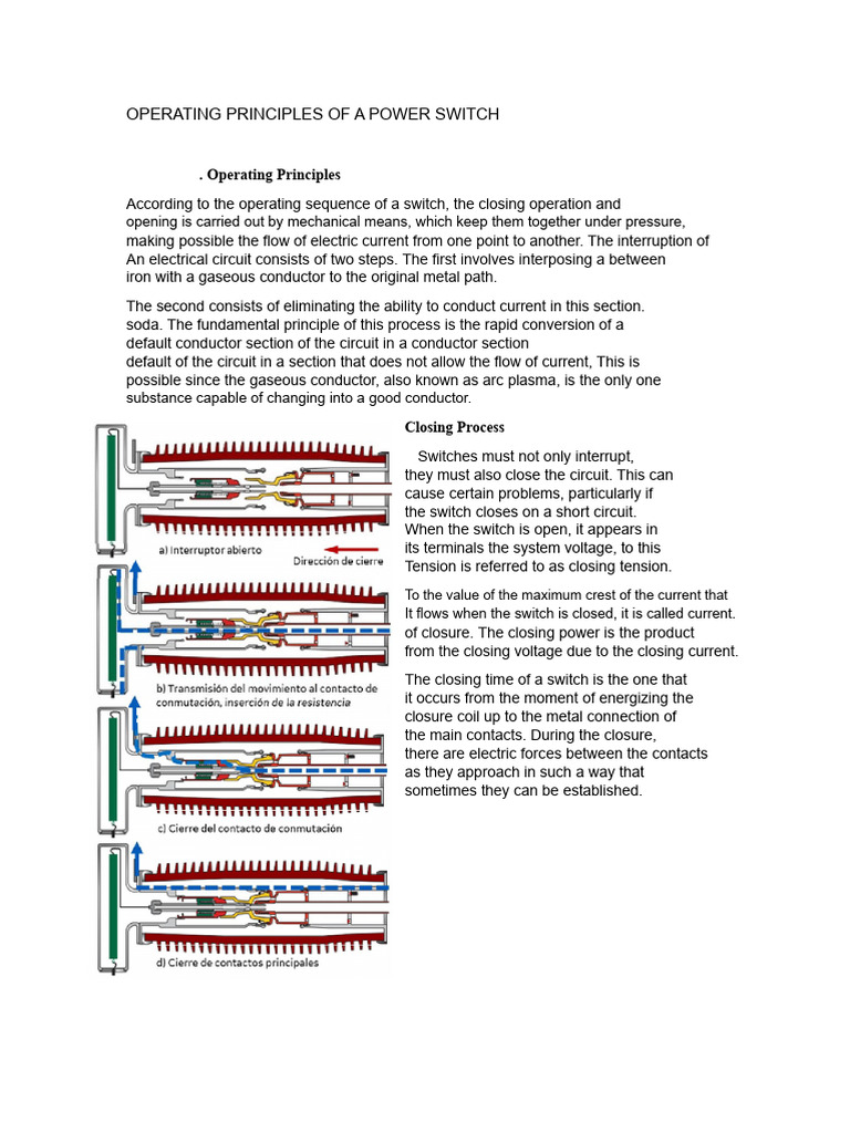 Operating Principles of Power Switch | PDF | Switch | Electric Arc