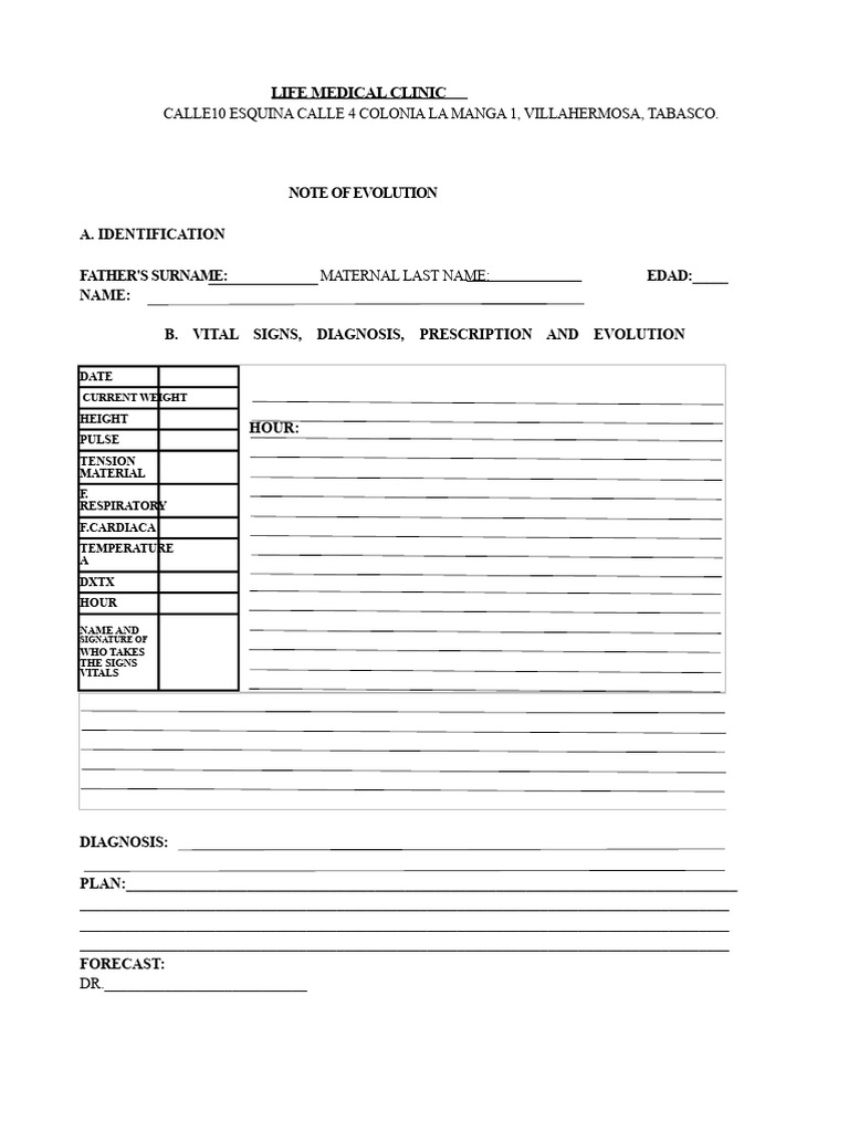 General Medicine Evolution Note Format | PDF