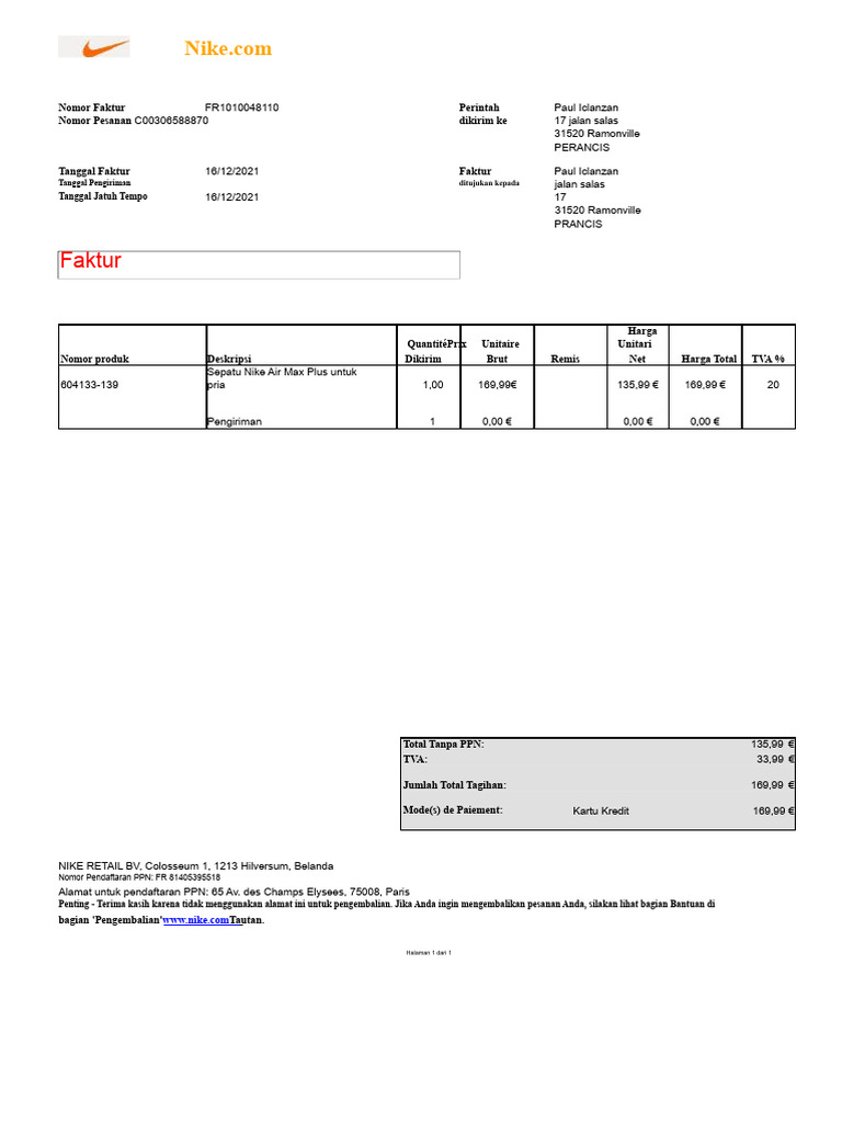 Faktur Nike tn | PDF
