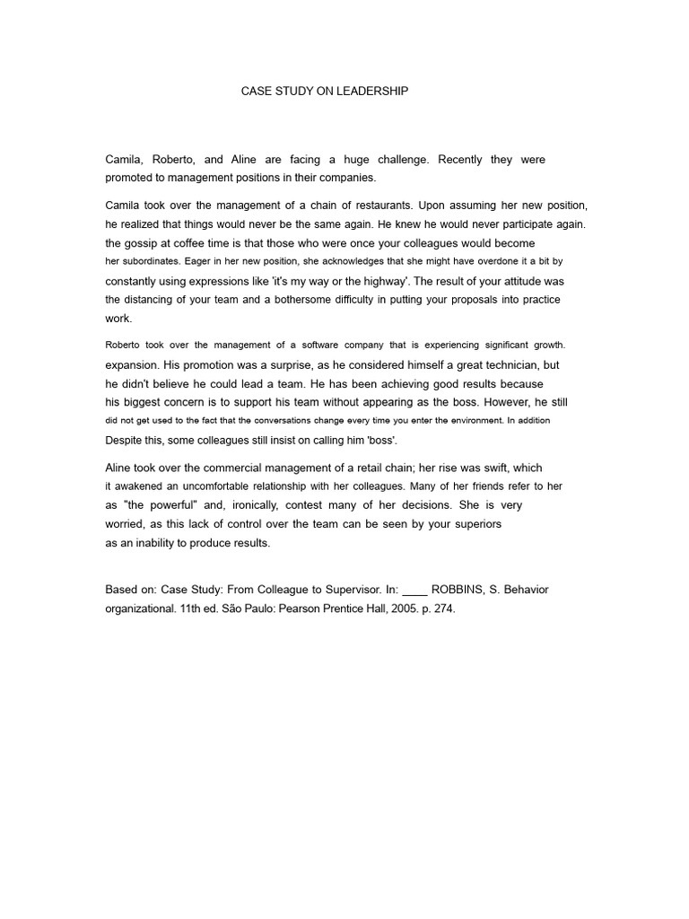 Case Study On Leadership | PDF