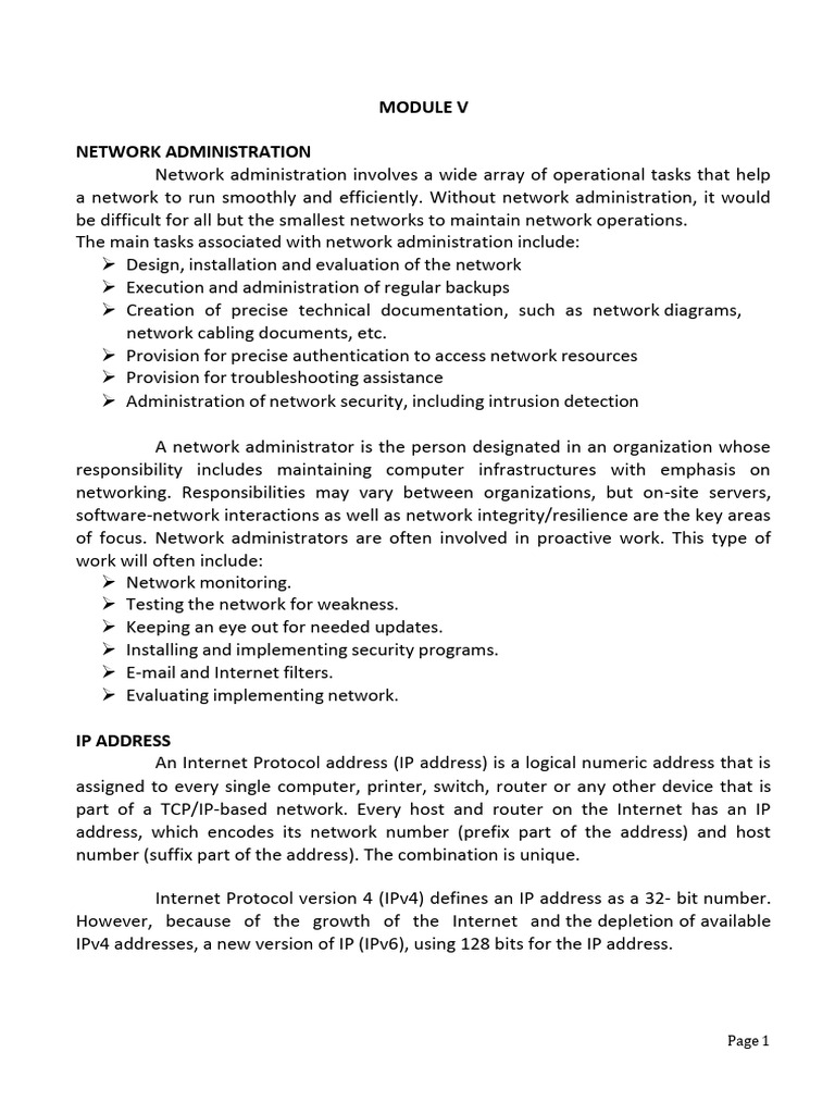 Network Administration and IP Addressing Guide | PDF | File Transfer ...