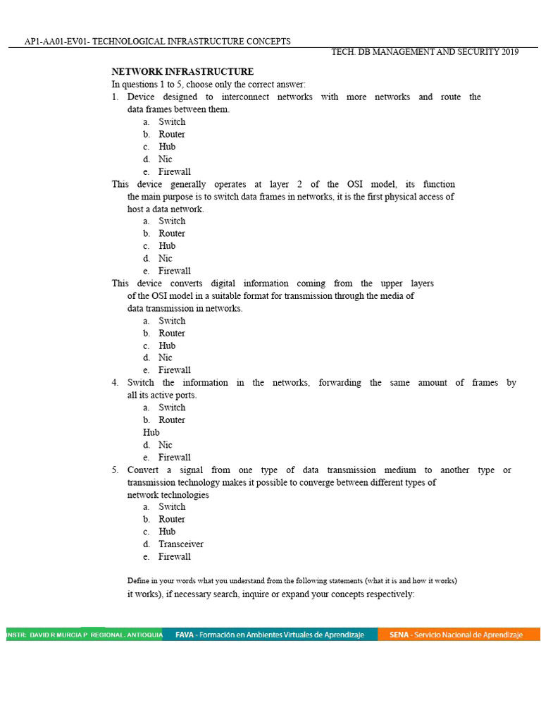 Technological Infrastructure Concepts Guide | PDF | Computer Network ...