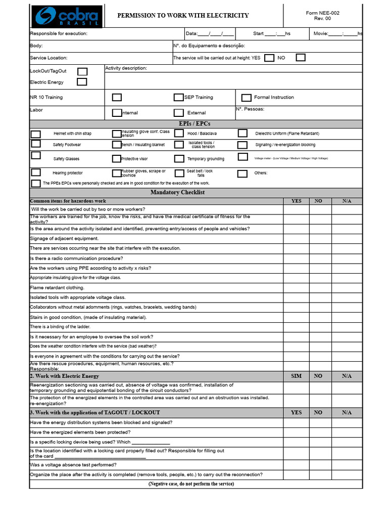Work Permit With Electrical | PDF | Safety | Electromagnetism