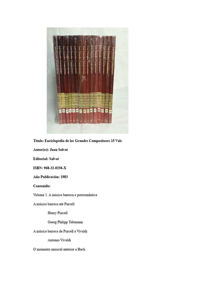Enciclopédia Dos Grandes Compositores 15 Vols+. | PDF | Musica ...