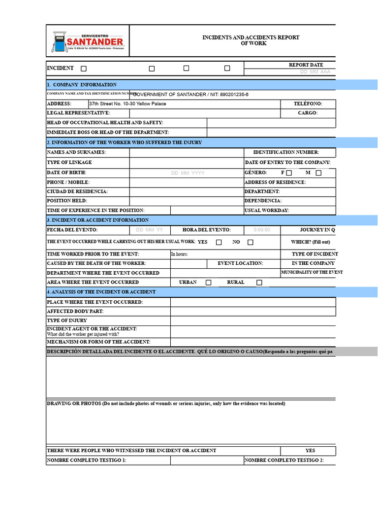 Work Incident and Accident Report | PDF | Evaluation | Senses