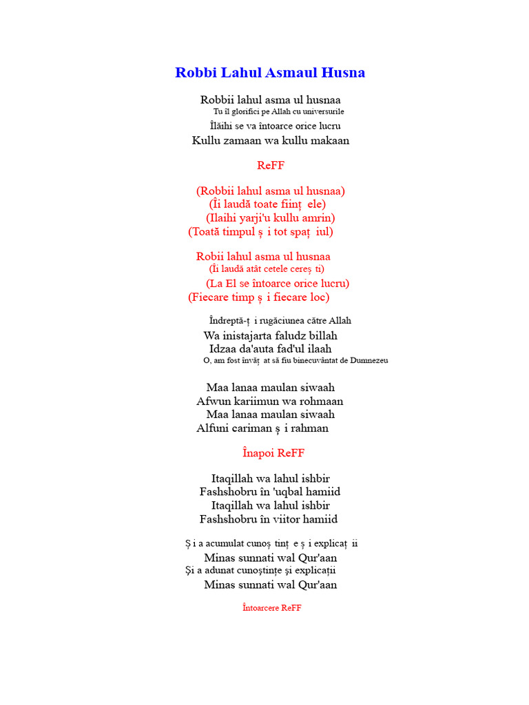 Robbi Lahul Asmaul Husna | PDF