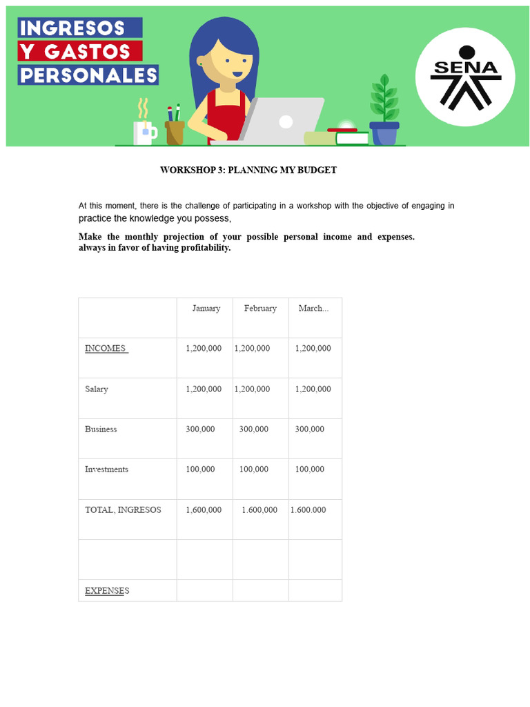 Workshop 3 Planning My Budget | PDF | Expense | Budget