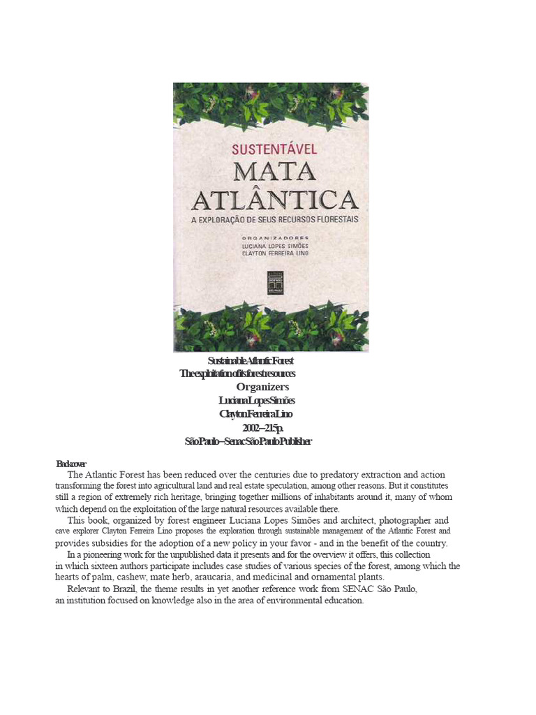 Sustainable Atlantic Forest - Book | PDF | Pruning