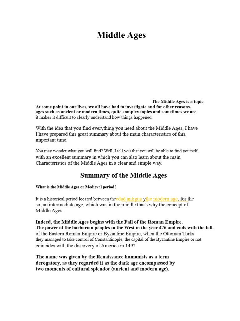 Overview of the Middle Ages Explained | PDF | Byzantine Empire | Feudalism