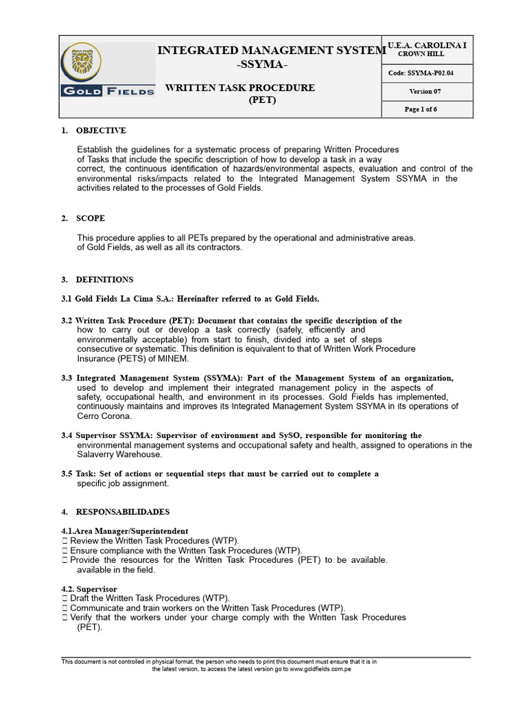 Written Work Procedure | PDF | Occupational Safety And Health | Safety