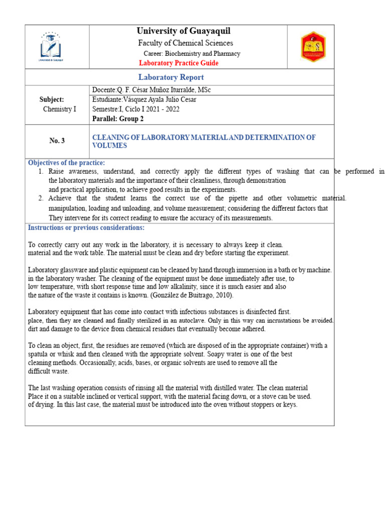 Laboratory Cleaning and Volume Measurement Guide | PDF | Volume | Glasses
