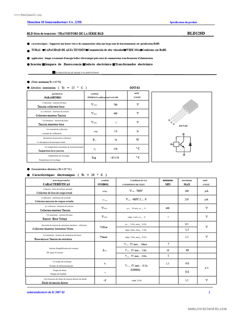 Transistor BLD128D - Spécifications Techniques | PDF | Électronique ...