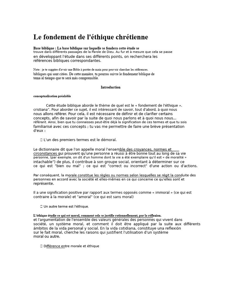 Fondements de l'éthique chrétienne | PDF | Moralité | Dieu