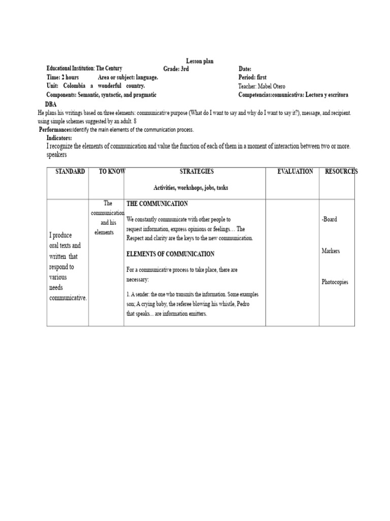 Lesson Plan On Mass Media and Its Elements 3rd Grade | PDF ...