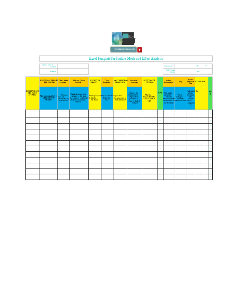 Excel Template Failure Mode Effect Analysis | PDF | Safety | Risk