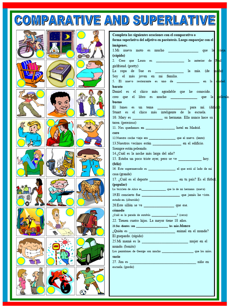 Ejercicios de comparativos y superlativos | PDF
