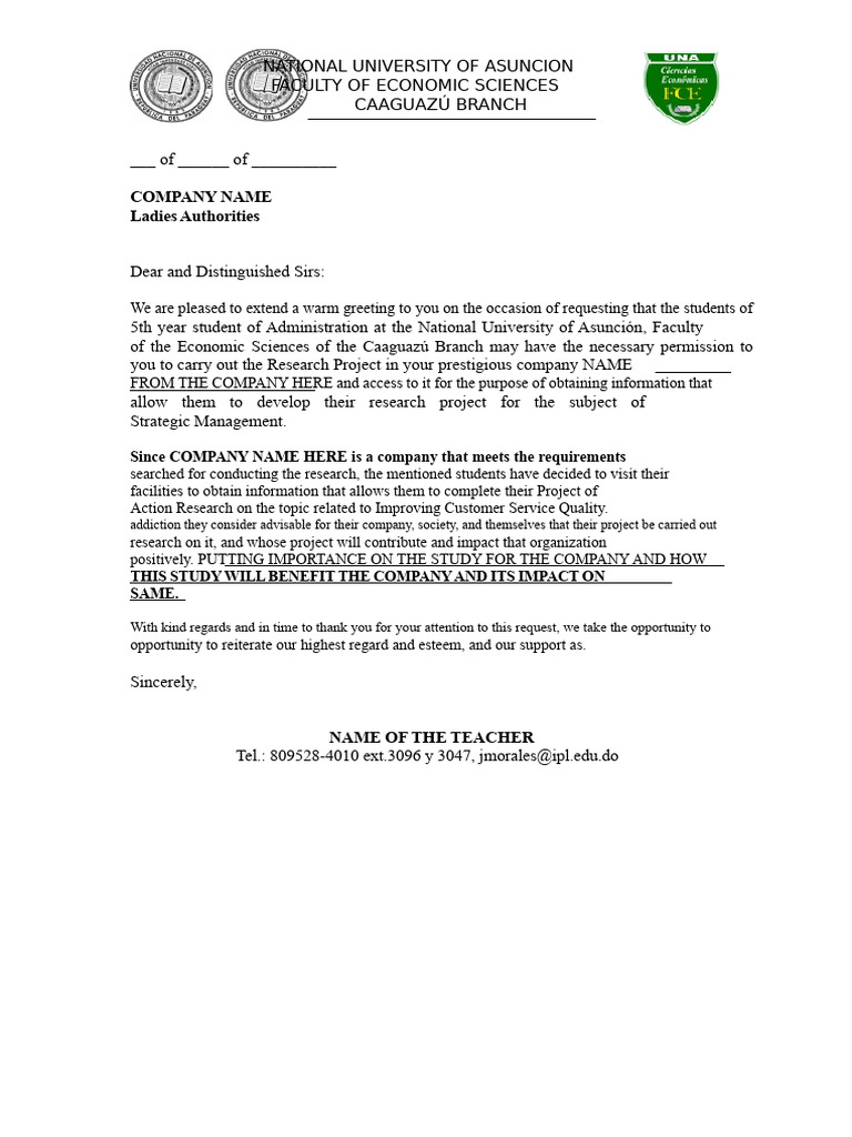 Request Letter For Research Permission | PDF