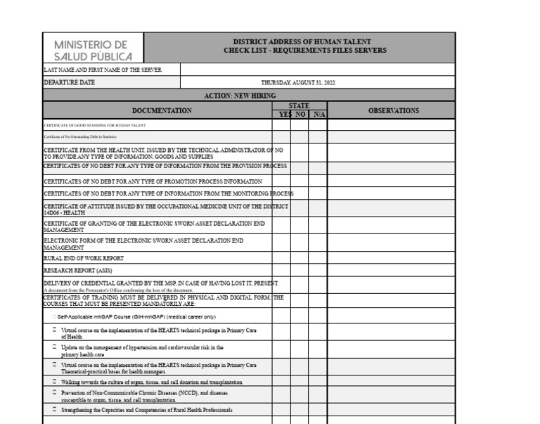 1-Check List Format | PDF | Medical Specialties | Health Care