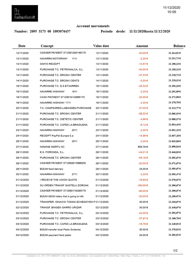 Movements | PDF | Payments | Personal Finance