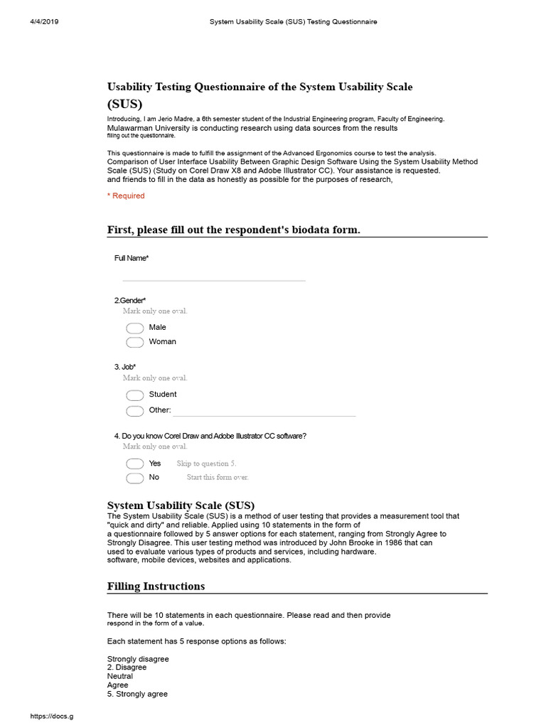 SUS Usability Testing for Design Software | PDF | Usability | Questionnaire