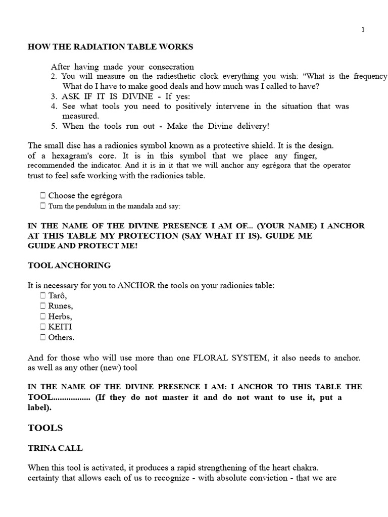 Understanding Radionics Table Techniques | PDF | Clock | Divinity