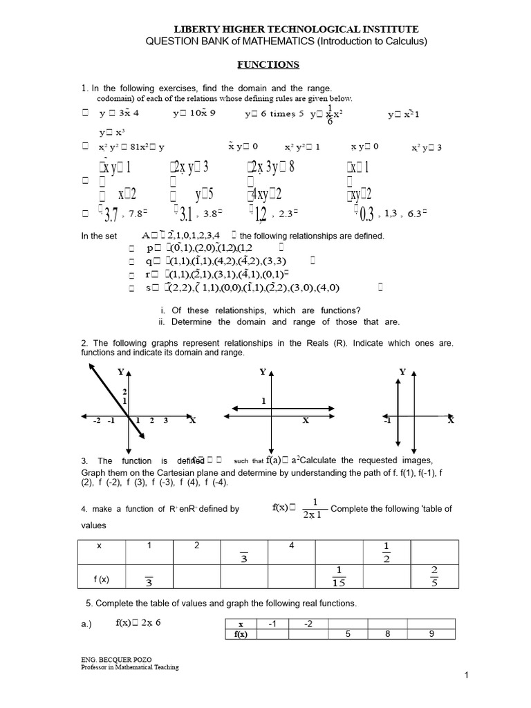 Mathematics Question Bank: Calculus Functions | PDF | Function ...