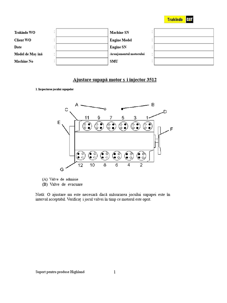Ajustare Supape Motor Și Injector 3512 | PDF