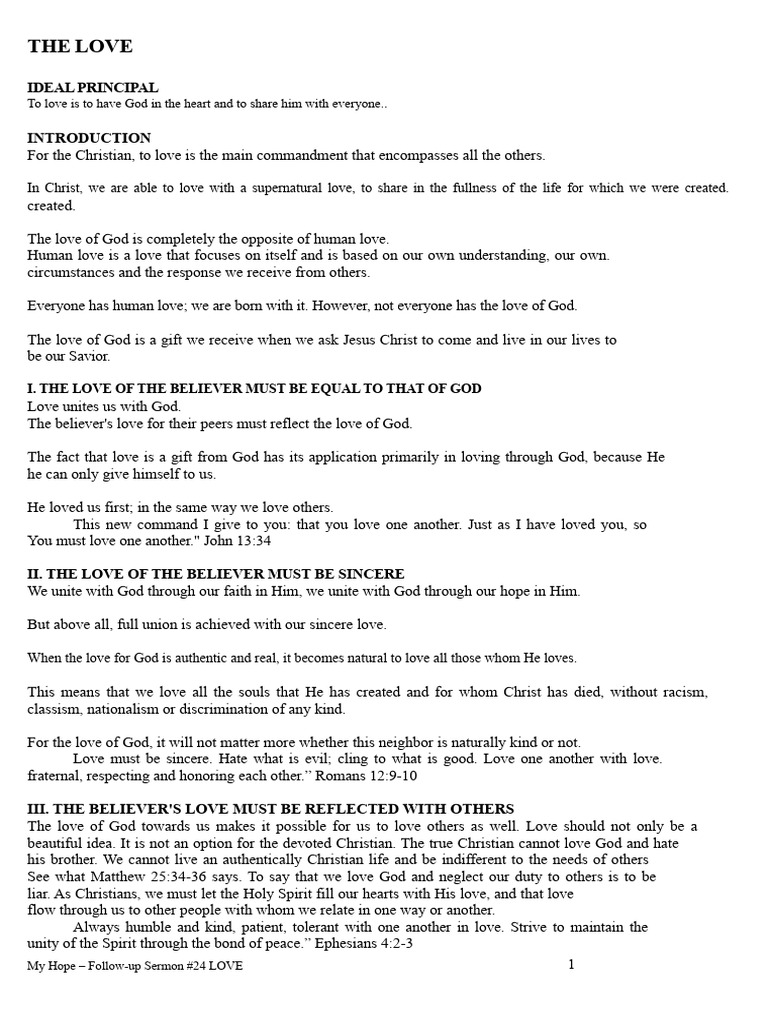 Sermon 24 THE LOVE | PDF | Love | Jesus