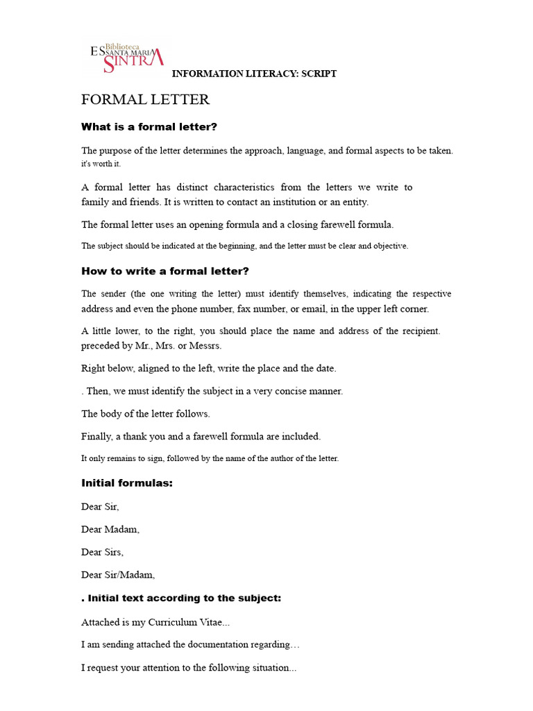 Formal Letter | PDF | Communication | Human Communication