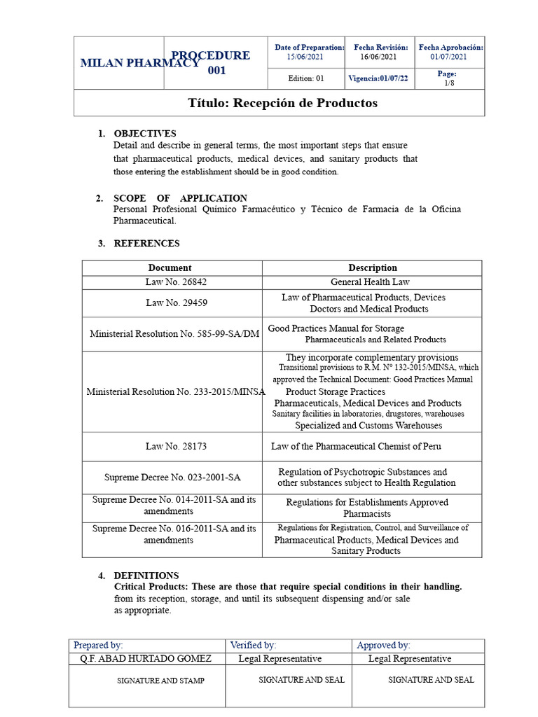 Product Reception Procedure Guide | PDF | Tablet (Pharmacy ...