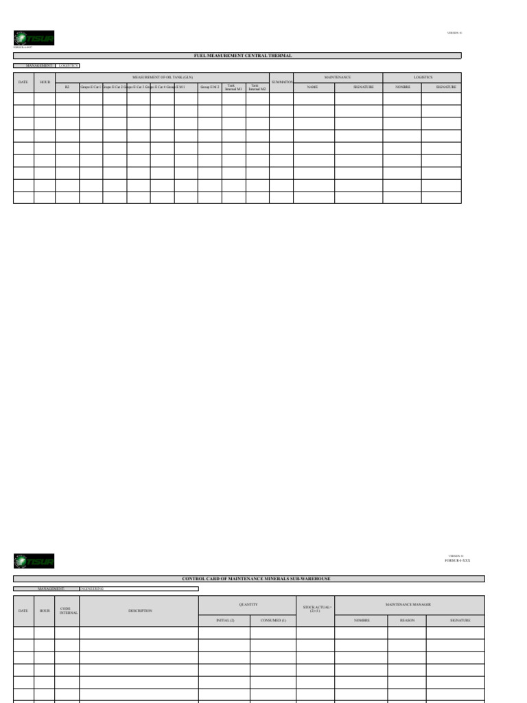 Fuel Measurement and Maintenance Log | PDF